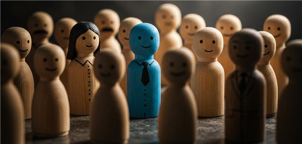 Seltene Erkrankungen: Wohnortnahe Versorgung als neue Herausforderung für Niedergelassene Eine blaue Holzfigur inmitten von braunen