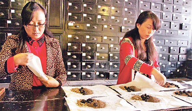 Medizin mit allen Sinnen lernen Mitarbeiterinnen einer TCM-Apotheke in Huangshan City. Das Interesse an der traditionellen Medizin wächst weltweit.