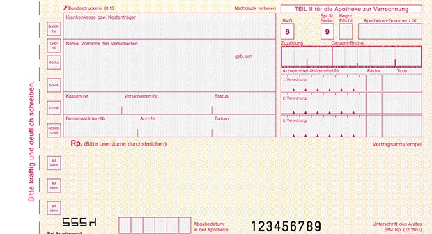 Schluss mit arztindividuellen Rezepten Muster: Das neue BTM-Rezept.