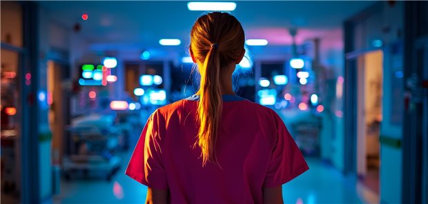 Eine Krankenschwester auf Station während der Nachtschicht