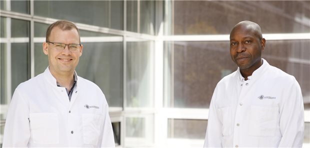 Neue Doppelspitze an der Klinik für Stammzelltransplantation am UKE: Professor Boris Fehse und Professor Francis Ayuk (r.).