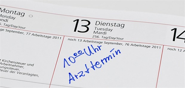 Nicht vergessen: Am Dienstag, dem 13., steht ein Arzttermin an.