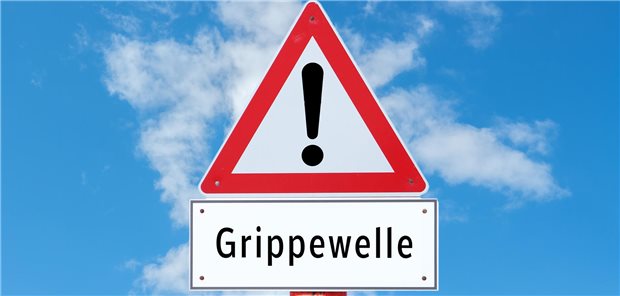 Ein fiktives „Achtung Grippewelle“-Schild
