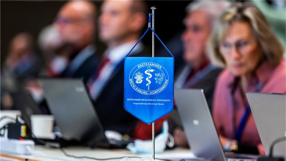 Ohne die Landesärztekammer gäbe es keinen Deutschen Ärztetag: hier Fahne und Del...