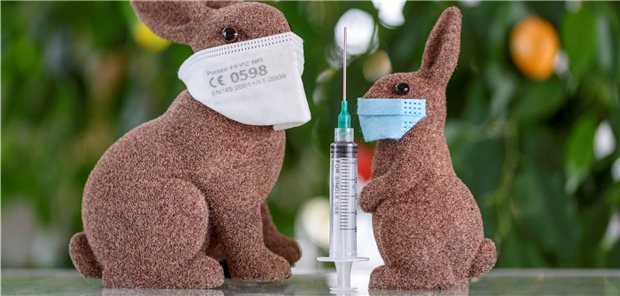 Laborärzte vermelden weiter steigende Positivrate bei PCR-Tests Osteridylle 2021? Abstand halten, Maske tragen, impfen - gilt auch für Osterhasen.