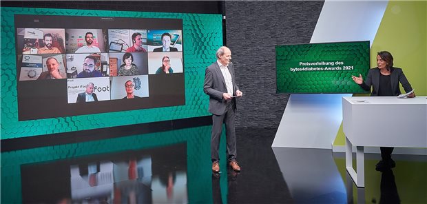 Prof. Bernhard Kulzer (Bad Mergentheim) und Shirin Valentine (Köln) moderierten die Preisverleihung. Alle Bewerber waren ins Studio zugeschaltet.