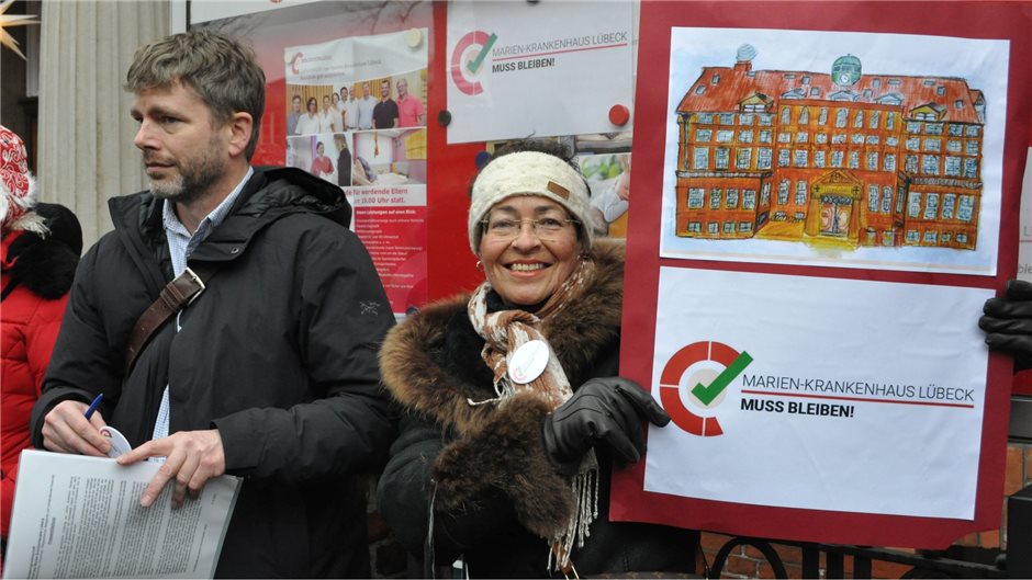 Protest gegen die Verlagerung des Marien-Krankenhauses in Lübeck am 21. Januar 2023.