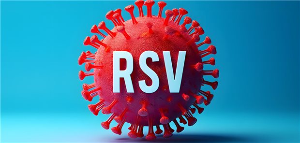 RSV: Erhöhtes kardiovaskuläres Risiko bis zu ein Jahr nach der Infektion Illustration eines RSV-Virus vor blauem Hintergrund.