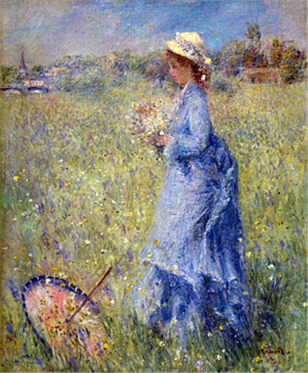 Renoirs Gemälde "Blumen pflückende Frau" weist auf dem Preisschild auf der Kunstmesse 15 Millionen Dollar aus (11,3 Millionen Euro).