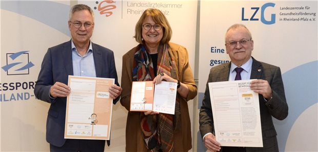 Rheinland Pfalz hat das „Rezept für Bewegung“ jetzt auch für Kinder und Jugendliche Rudolf Storck, Ursula Rieke und Dr. Günther Matheis