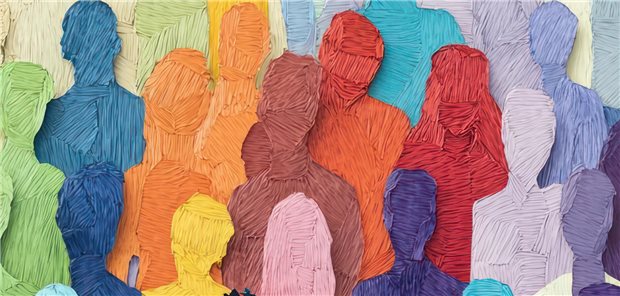 Bunte Silhouetten von Menschen.