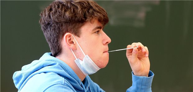 Bundesärztekammer fordert Lolli-Tests an Kitas und Schulen Selbsttest per Lolli-Methode im Klassenzimmer.