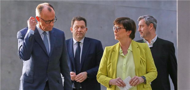 Friedrich Merz, Lars Klingbeil, Saskia Esken und Markus Söder