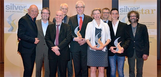 SilverStar Preisverleihung 2016: v.l.n.r.: Joe Bausch, Dr. Martin Lederle, Dr. Dr. Univ. Rom Andrej Zeyfang, PD Dr. Matthias Frank, Dr. Dirk Hochlenert, Marlen Harms, Torsten Flöttmann, Timo Schuster, Dr. Gerald Engels.
