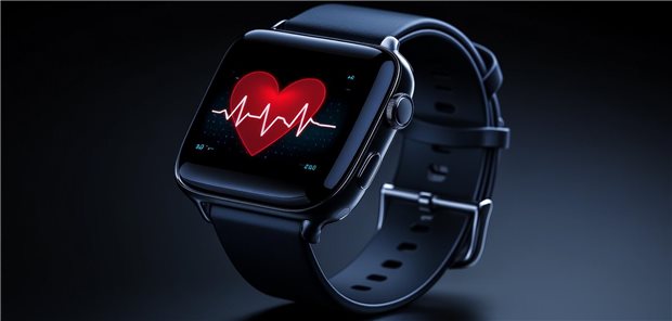 Smartwatch mit einem Herz auf dem Bildschirm