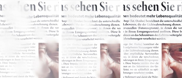 So könnte die Sehschärfe bei einem Patienten mit diabetischem Makulaödem während der Behandlung mit dem Hemmstoff Ranibizumab zunehmen. Da die Besserung individuell verläuft, lassen sich die Bilder keinen bestimmten Zeitabständen zuordnen.