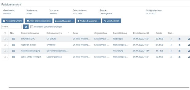 So sieht die elektronische Fallakte aus.