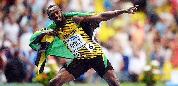 Wirklich ein sauberer Sieger? Sprint-Superstar Bolt in seiner typischen Siegerpose.