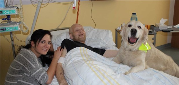 Sunny – Therapeut auf vier Pfoten Sunny und seine Halterin, Krankenschwester Daniela Trambowsky, besuchen einen Patienten. Sunny hat eine spezielle Ausbildung absolviert.