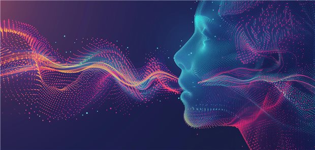 Symbolische Darstellung, wie eine virtuelle Frau spricht.