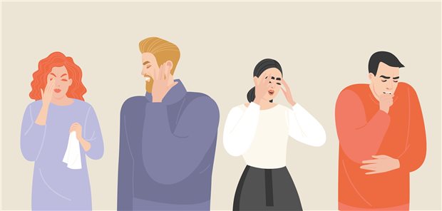 Symptomspektrum bei banalen Atemwegsinfekten: Gegen Erkältungs-Coronaviren bieten die COVID-Impstoffe offenbar einen gewissen Schutz.