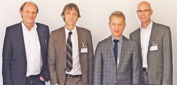 'Messen, was wichtig ist' Teilnehmer des Redaktionsgesprächs: Privatdozent Dr. Bernhard Kulzer vom Diabetes-Zentrum Bad Mergentheim, Professor Dr. Matthias Rose von der Charité, Dr. Johannes Clouth und Dr. Thomas Zimmermann von Lilly (v.l.n.r.).