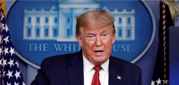 Unterstützung für die WHO US-Präsident Donald Trump stellt im Weißen Haus seine Drei-Phasen-Corona-Exitstrategie vor.