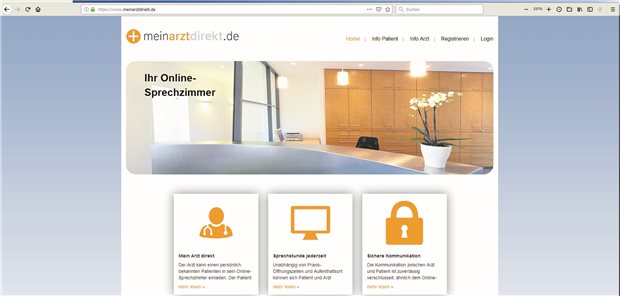 Über das Portal meinarztdirekt.de können Online-Anfragen von Patienten sicher an die Praxis geschickt werden. Screenshot des Portals aus dem Internet