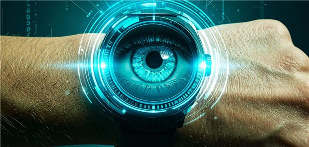 Eine Smartwach mit Auge im Inneren.