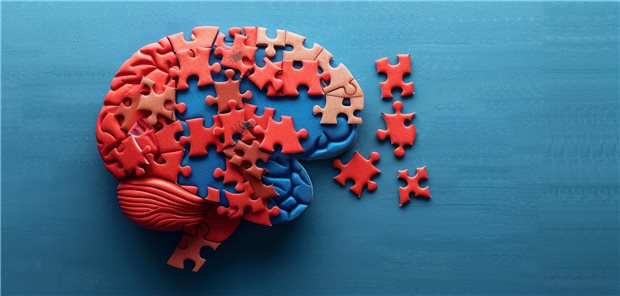 Ein Gehirn, dargestellt aus Puzzle-Teilen