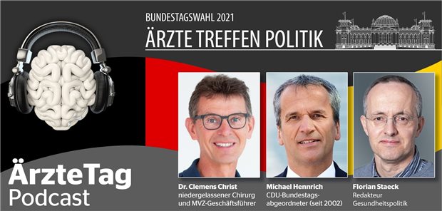 2021-Podigee-Podcast-Florian als Teaser Unter dem Motto „Ärzte treffen Politik“ bringen wir im „ÄrzteTag“-Podcast Ärzte und Gesundheitspolitiker in einen Dialog.