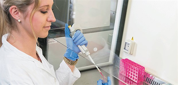 Medikamententests an 3-D-Miniorganen Vanessa Kappings bei der Arbeit mit dem „vasQChip“, der miniaturisierte Organe und naturgetreu nachgebildete Blutgefäße vereint.