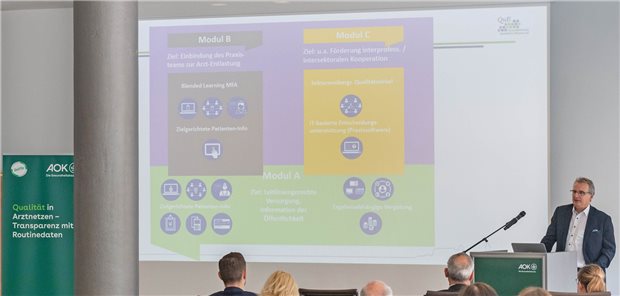 ARena – ein IV-Projekt für die Regelversorgung Verschiedene Module sollen Praxisteams bei der rationalen Antibiotika-Verordnung unterstützen. Beim QuATRo-Workshop in Berlin berichtete Dr. Andreas Lipécz, wie das Gesundheitsnetz QuE eG Nürnberg die Module einsetzt.