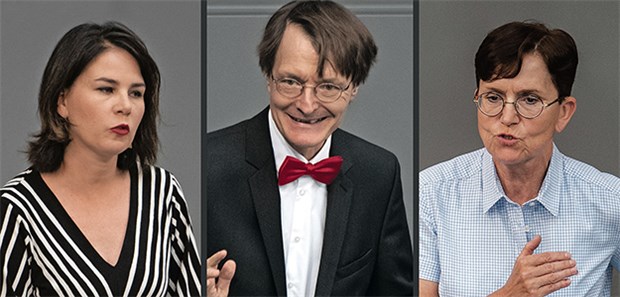 Debatte über Zwang und Zustimmung Vertraten unabhängig von der Fraktionszugehörigkeit unterschiedliche Positionen in der Bundestagsdebatte: Annalena Baerbock (Grüne) sprach sich für die Zustimmungsregelung aus, Karl Lauterbach (SPD) und Petra Sitte (Linke) votierten für die Widerspruchsregelung (von links nach rechts).
