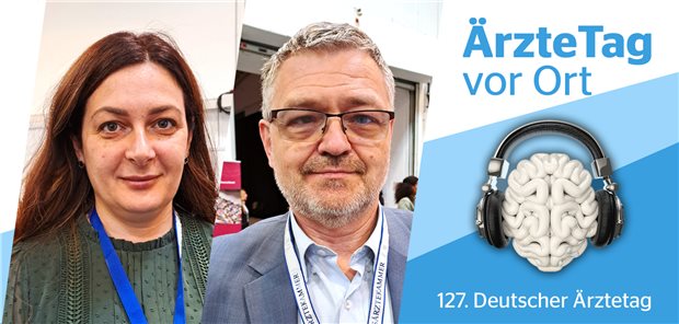 Wie unterstützt die deutsche Ärzteschaft die Ukraine? Viktoriia Tymoshevska, Professor Andriy Bazylevych und Kollegen vertreten die Ukraine beim 127. Deutschen Ärztetag.