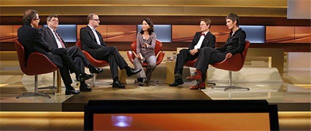 Zusatzversicherungen nur fürs Auto, die GKV für mich Volker Leienbach (Direktor des PKV-Verbands), Roland Tichy (Journalist), Jens Spahn (CDU), Anne Will (Moderatorin), Karl Lauterbach (SPD) und Ines Pohl (Journalistin).
