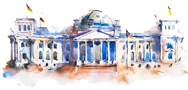 Aquarell des Bundestags.