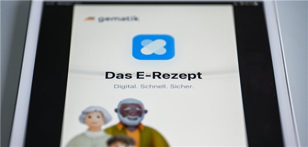 BÄK-Präsident Reinhardt kritisiert Ausrichtung des „Vergütungssystems auf Quartale“ Das E-Rezept, Eingangsbildschirm der App dargestellt auf einem iPad