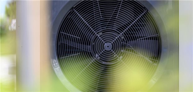 Wärmepumpe in Nahaufnahme.