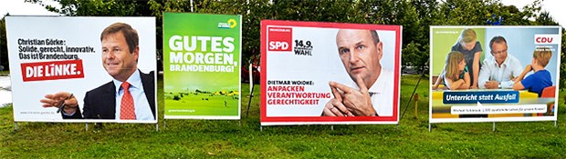 Klares 'Weiter so'? Wahlplakate werben für den Urnengang am Sonntag: In Brandenburg stehen die Zeichen nicht auf Politikwechsel.