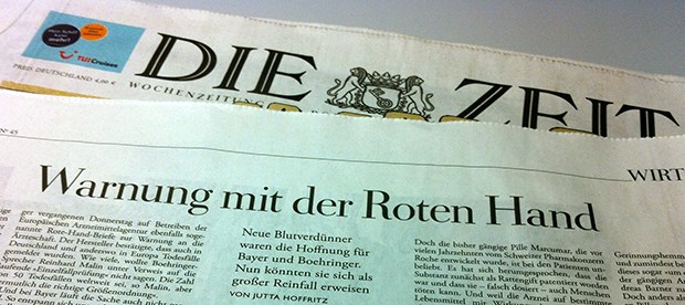 (K)ein Skandal um neuen Blutverdünner Dabigatran Warnung vor der Roten Hand in der "Zeit".