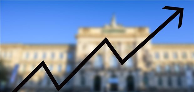 Ein Pfeil der nach oben zeigt.