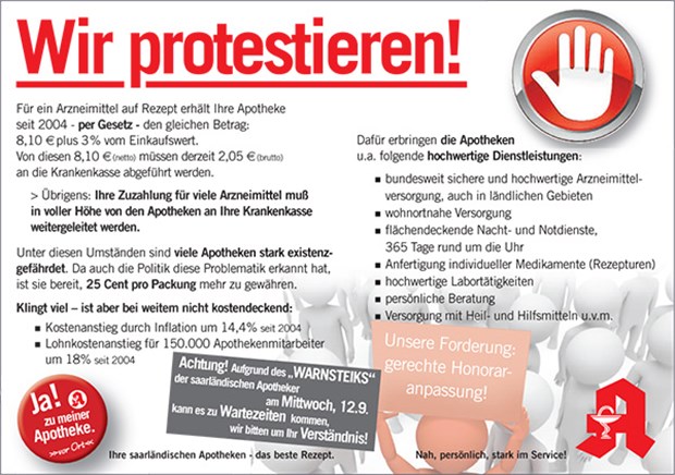 Auch die Apotheker machen ernst Wir protestieren!