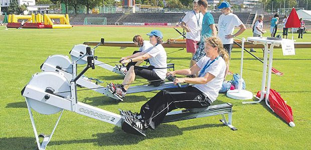 Sportfest für Menschen mit Krebs Ziehen, was das Zeug hält: voller Einsatz am Ruderergometer.