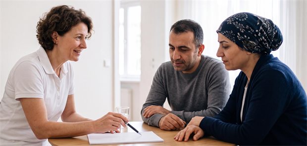 Ärztin mit Patienten mit Migrationshintergrund