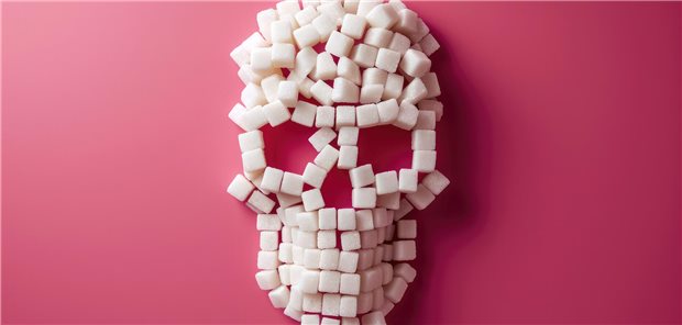 Ein Totenkopf aus Zuckerwürfeln